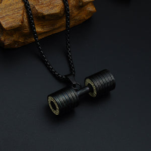 Stainless steel fitness dumbbell necklace pendant
