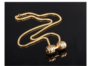 Fashion Foreign Trade Jewelry Wholesale Fitness Dumbbell Barbell Pendant Titanium Steel Necklace