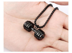 Fashion Foreign Trade Jewelry Wholesale Fitness Dumbbell Barbell Pendant Titanium Steel Necklace